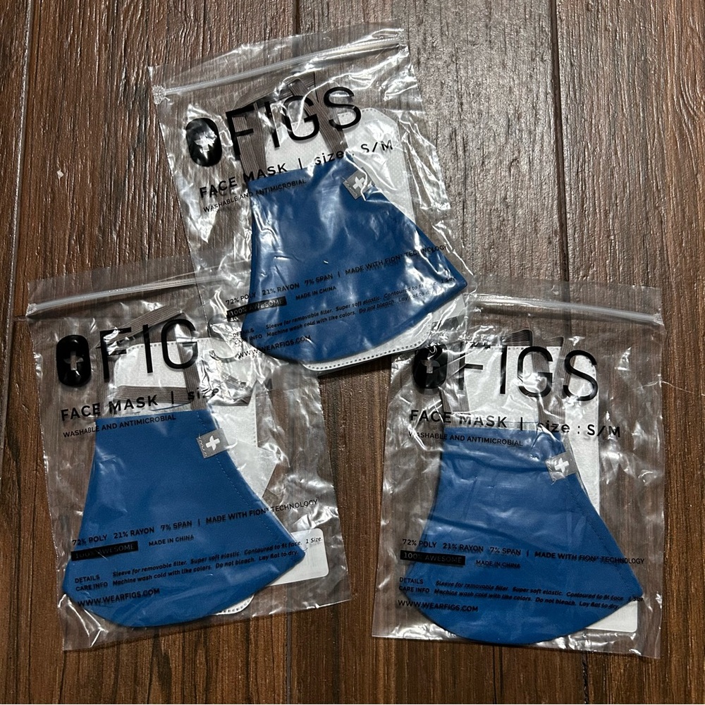FIGS 3 Pack FIONx Core Protective Face Mask Dark Teal Gray Strap S/M Washable - Picture 1 of 6